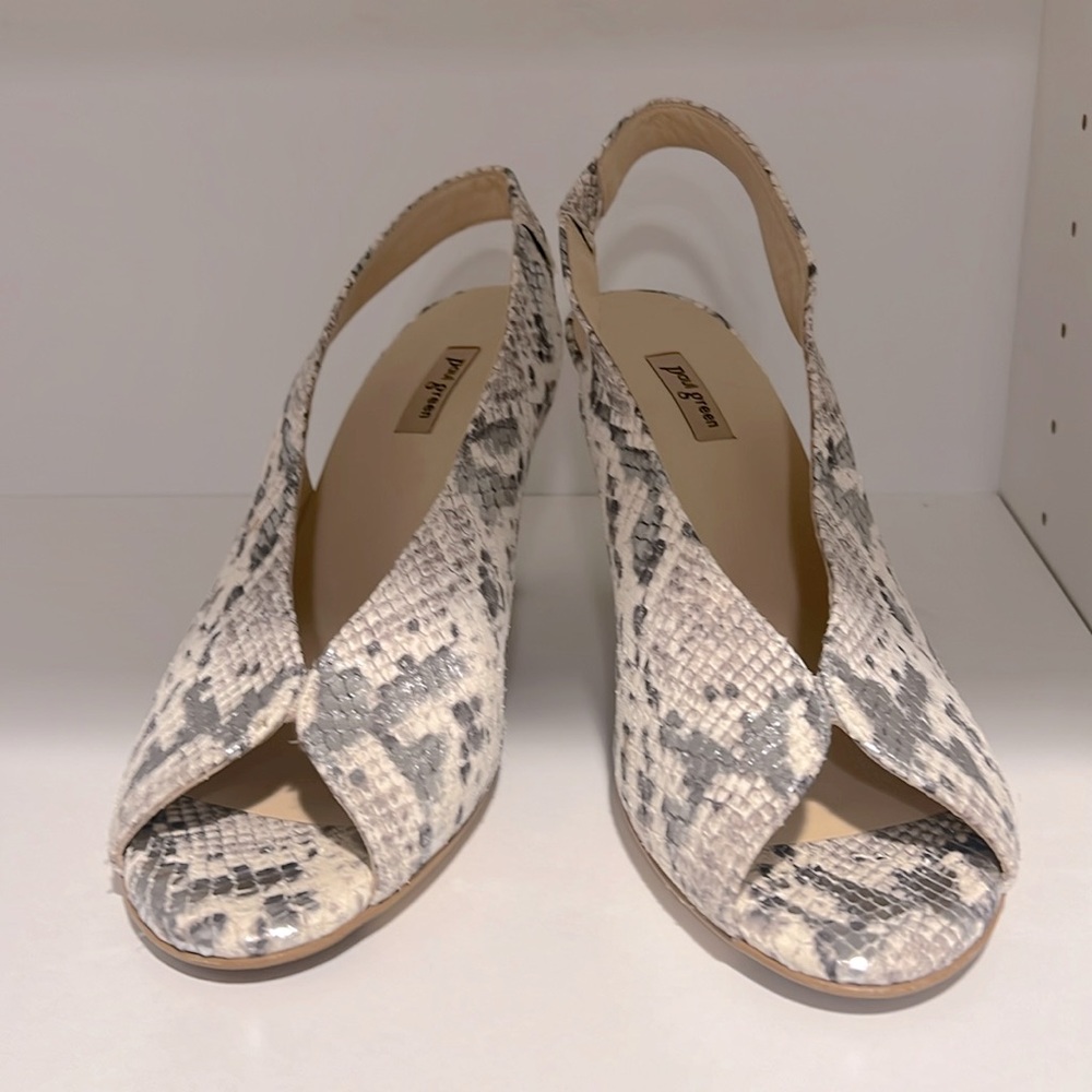 Paul Green snake print white and silver heels